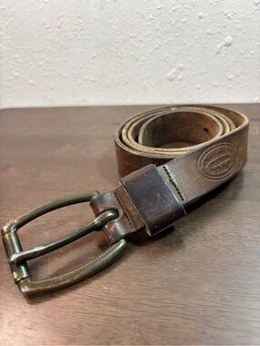 Abercrombie & Fitch Brown Leather Belt with Brass-Tone Buckle